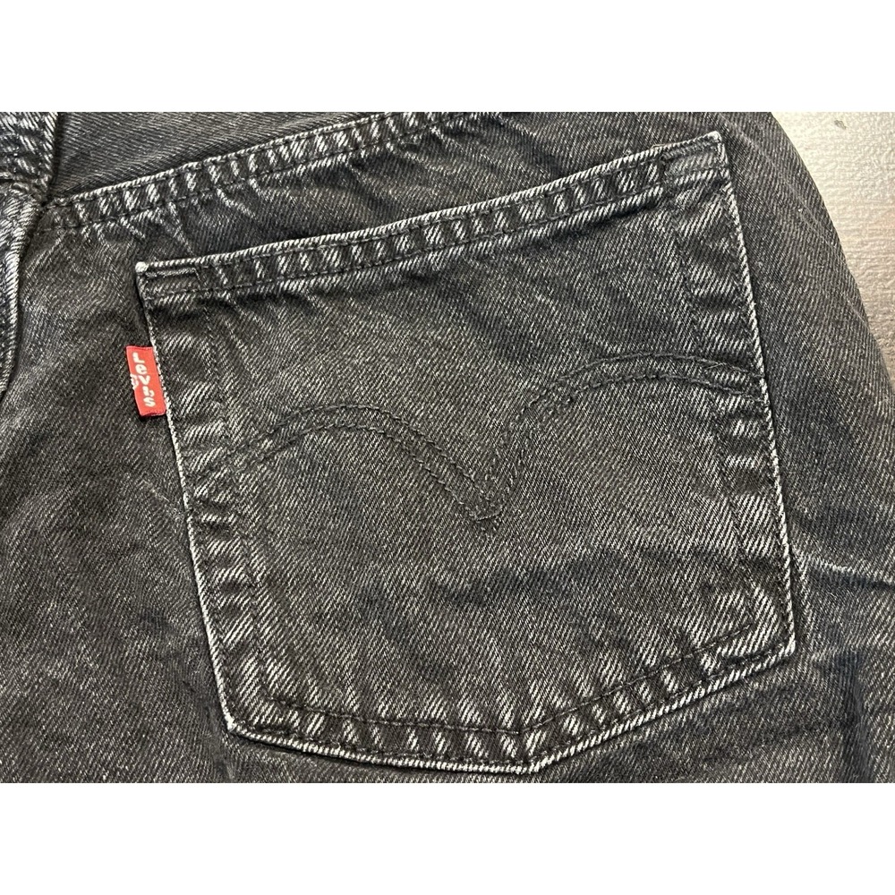 Levis 501 Cut Off Shorts Womens 26 Black Denim Frayed Beach Streetwear Casual - Picture 8 of 16